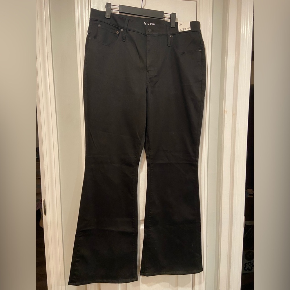 NWT J. Crew Size 34 Black Denim 03 Bootcut Jeans Stretch Cotton Pockets